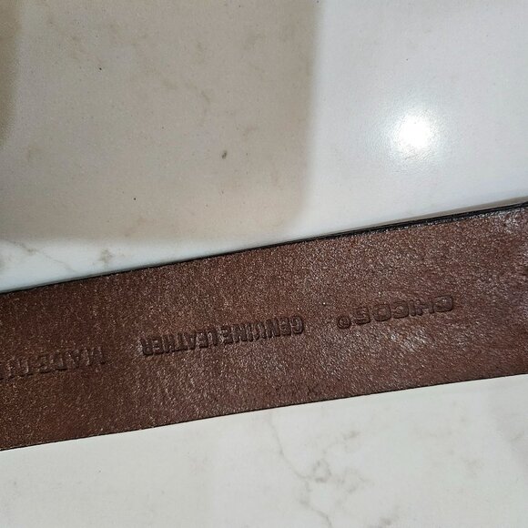 Chico's Belt Size Large Artisan Leather Decorative Metallic Embroidery Ornate - Picture 10 of 12